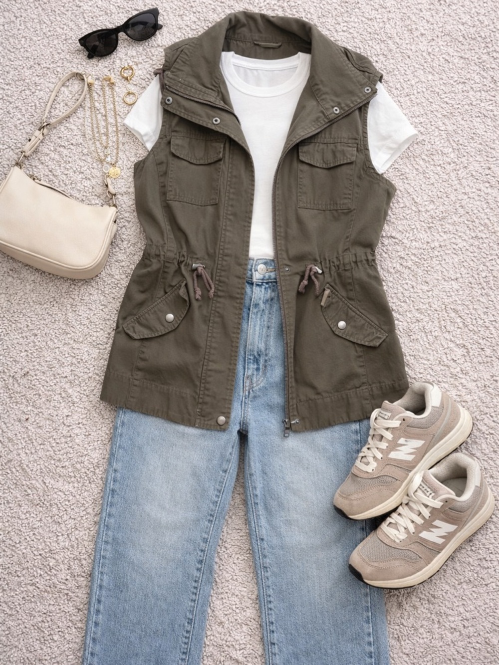 Sebby Olive Green Sleeveless Vest